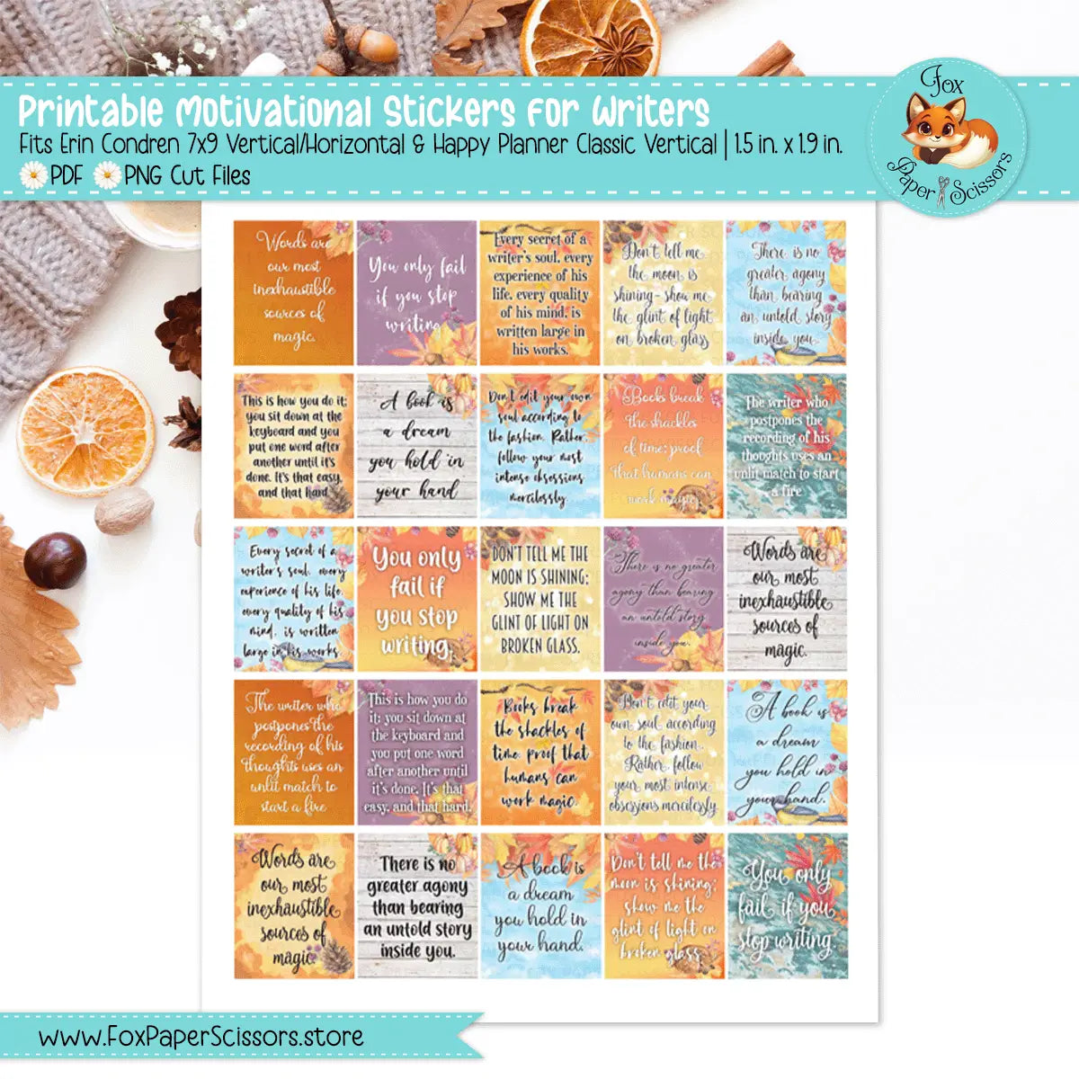Fall/Autumn | Printable Writer Inspiration Stickers