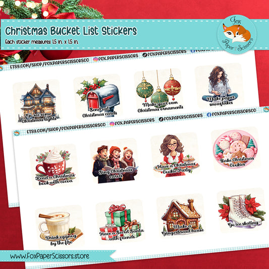 Christmas Bucket List Stickers | 7x9 Planner Stickers