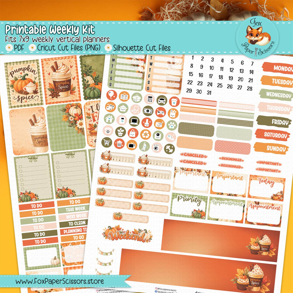 Pumpkin Spice | Printable Weekly Kit 7x9 VL