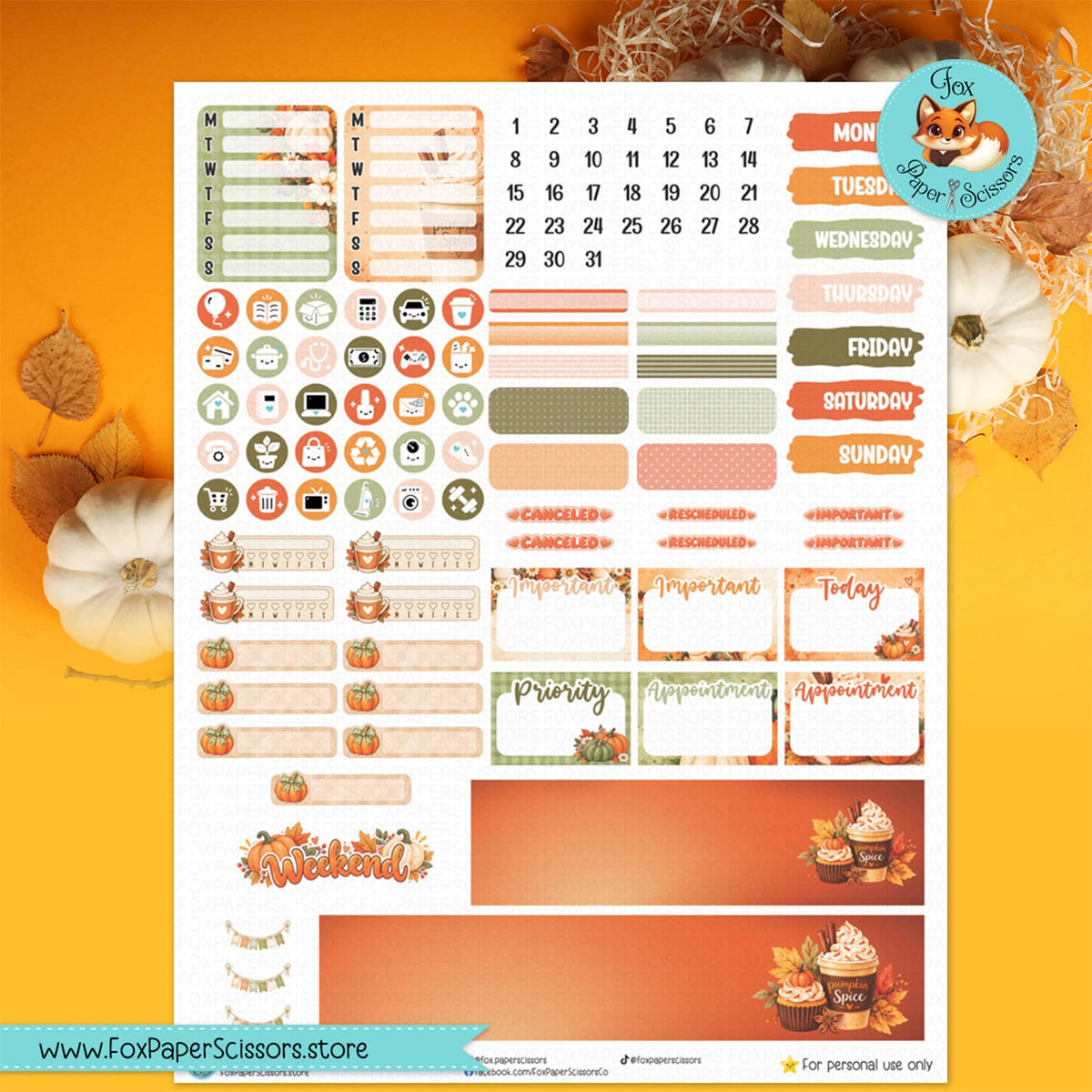 Pumpkin Spice | Printable Weekly Kit 7x9 VL
