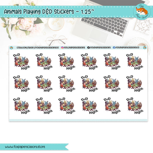 Animals Playing D&D Planner Stickers - 1.25" Sticker