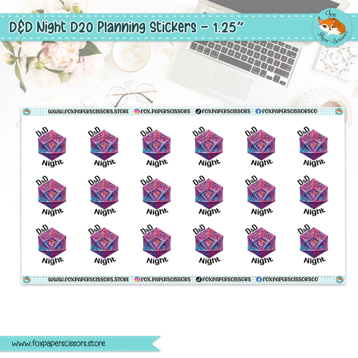 D20 D&D Planning Stickers - 1.25"
