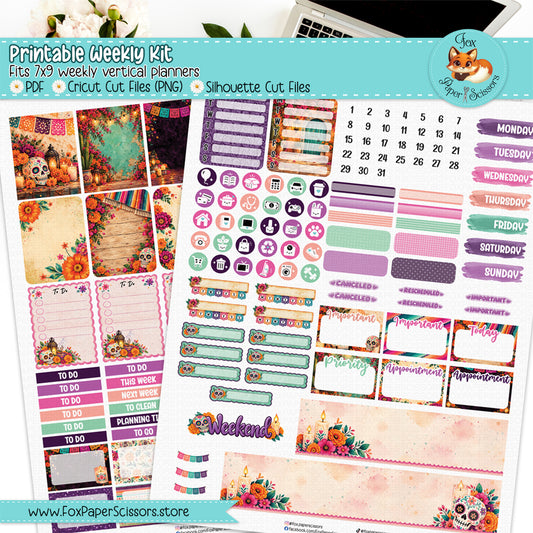 Dia de los Muertos | Day of the Dead | Printable Weekly Kit 7x9 VL