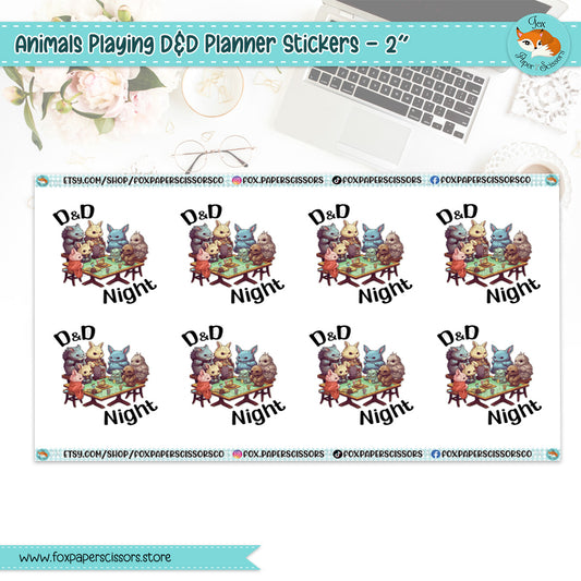 Animals Playing D&D Planner Stickers - 2" Sticker