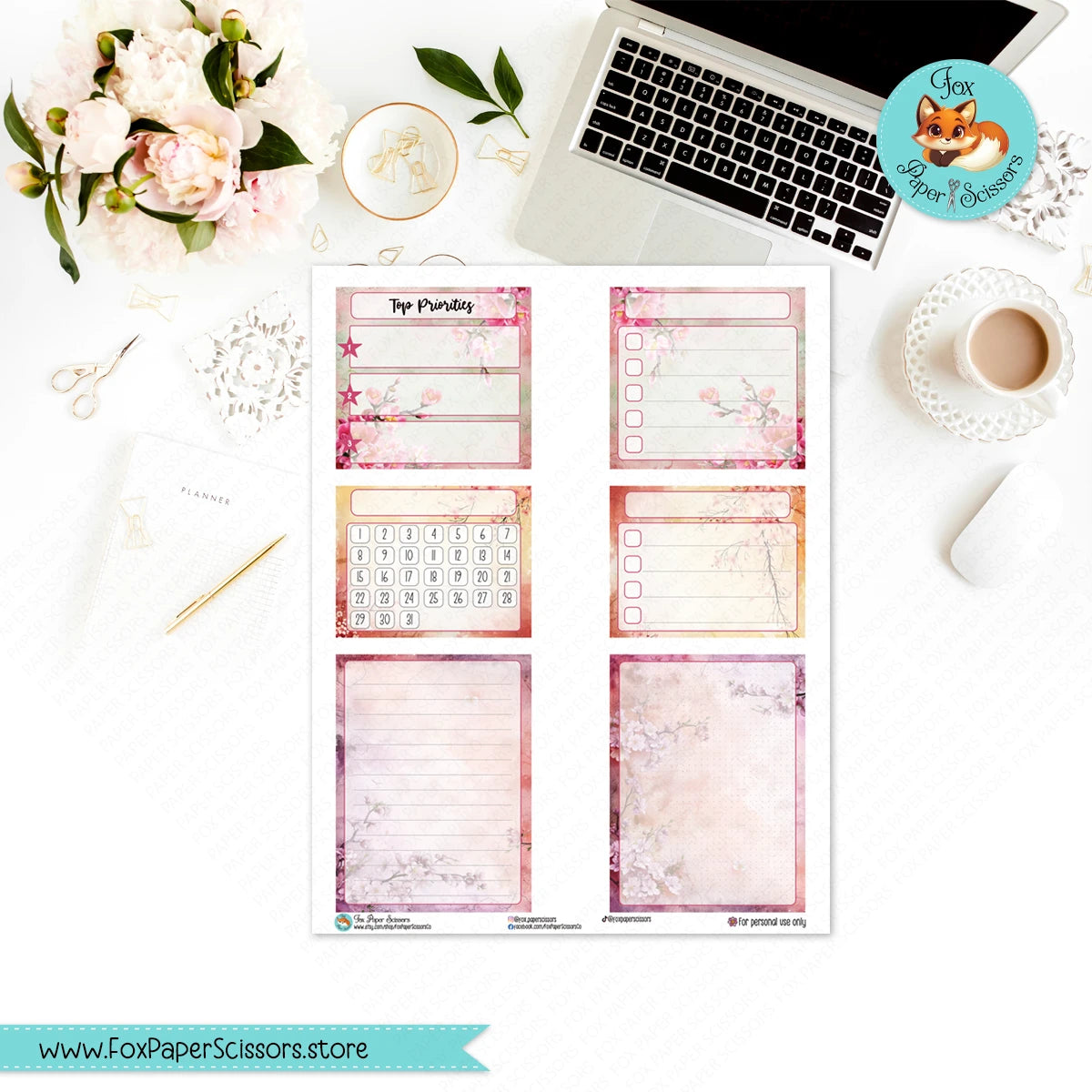 Sakura Garden | Erin Condren Printable Monthly Dashboard