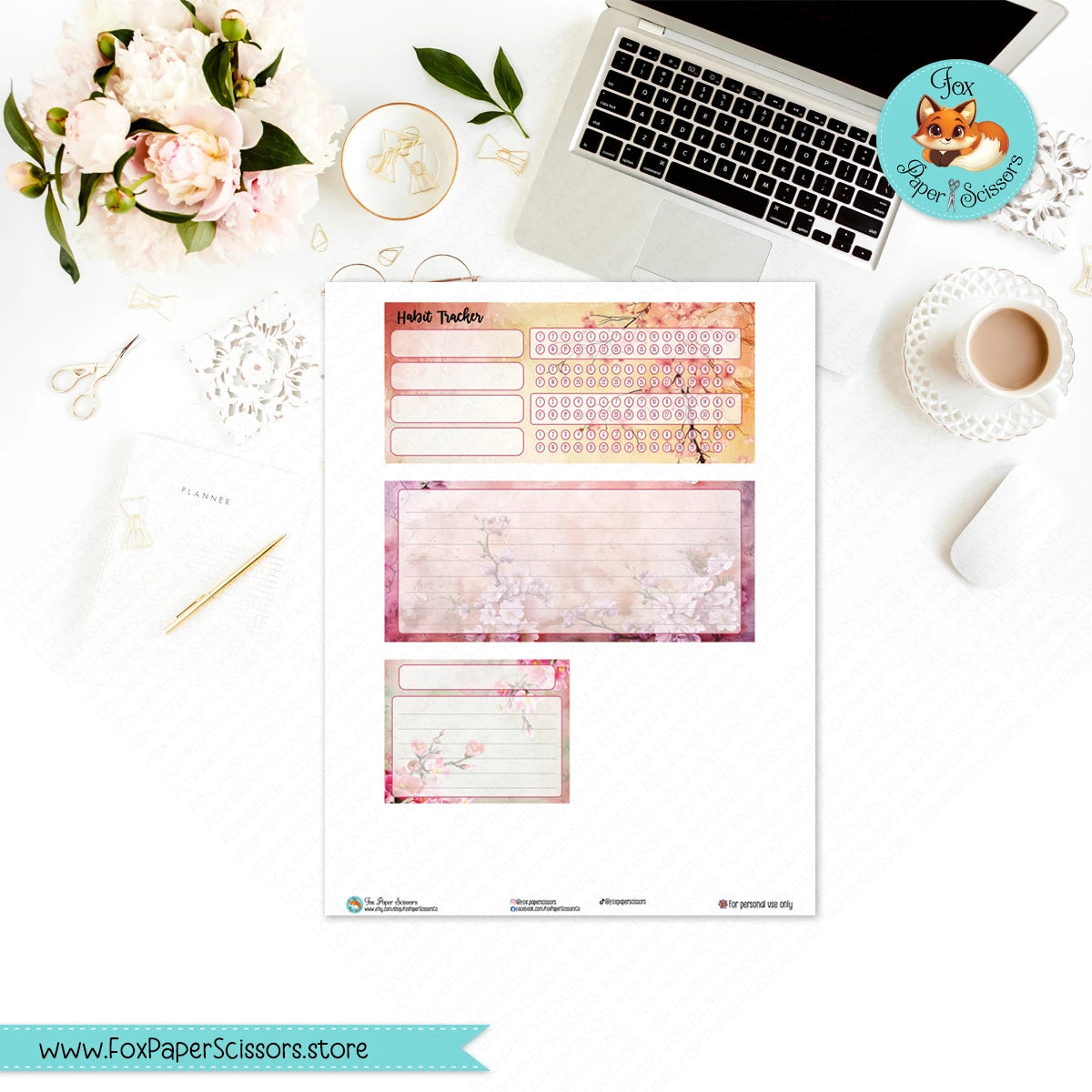 Sakura Garden | Erin Condren Printable Monthly Dashboard