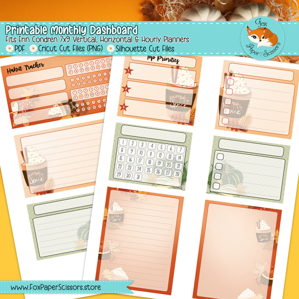 Pumpkin Spice | EC Printable Monthly Dashboard