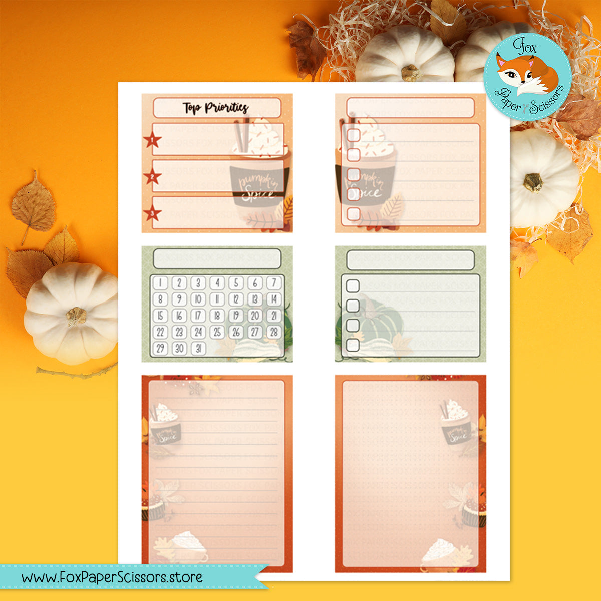 Pumpkin Spice | EC Printable Monthly Dashboard