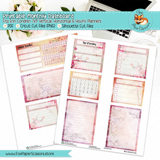 Sakura Garden | Erin Condren Printable Monthly Dashboard
