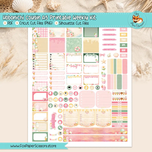 Summer Gelato | Hobonichi Cousin Printable Weekly Kit