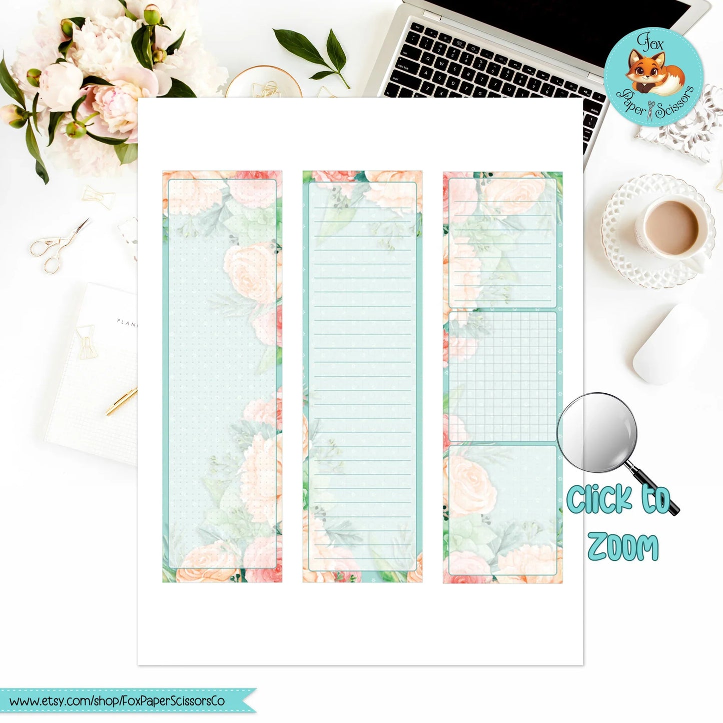 Aqua Flowers | Hobonichi Printable Monthly Dashboard