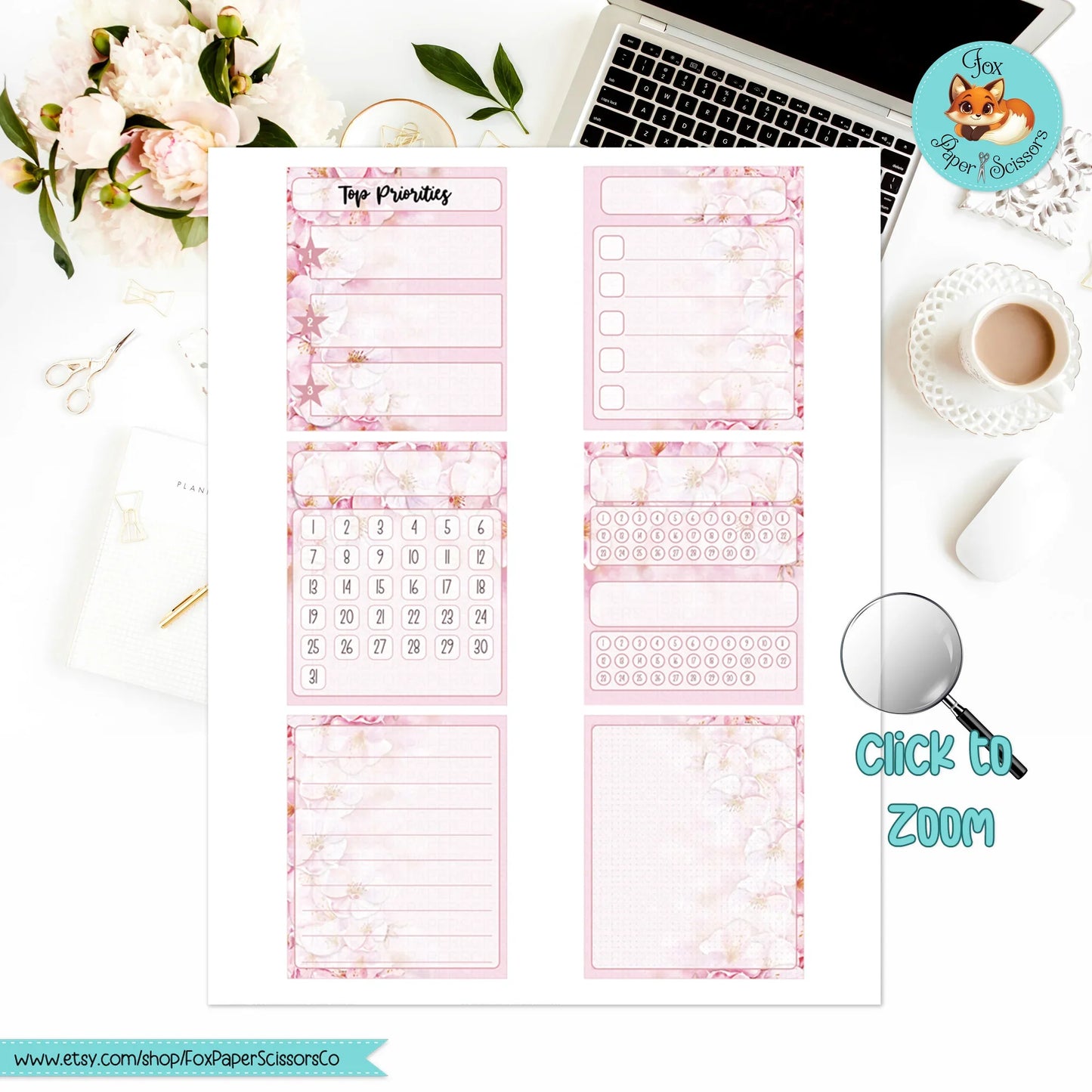 Cherry Blossom/Sakura | Hobonichi Printable Monthly Dashboard
