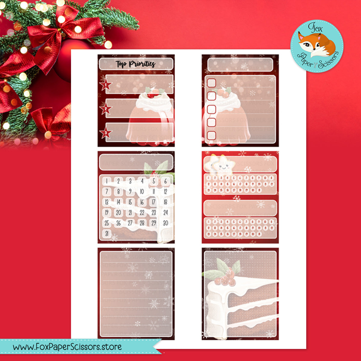Christmas Treats | Hobonichi Printable Monthly Dashboard