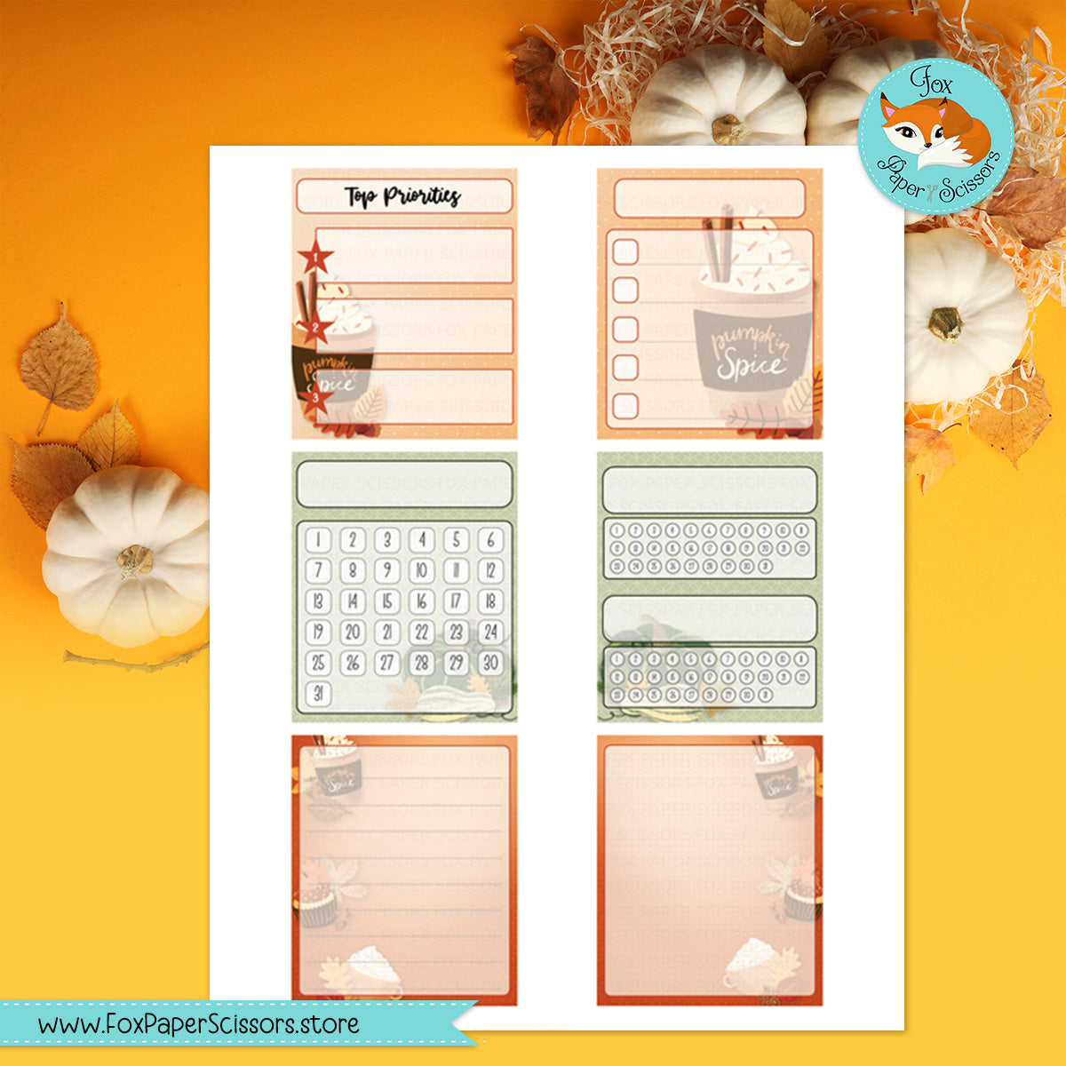 Pumpkin Spice | Hobonichi Printable Monthly Dashboard