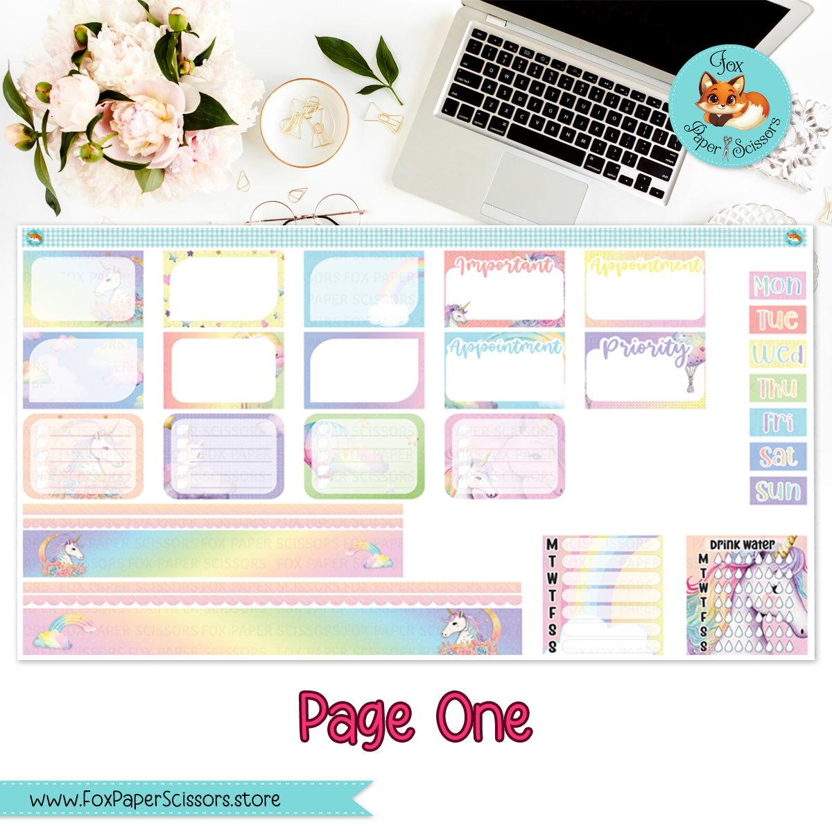 Unicorn Dreams | Hobonichi Cousin Weekly Planner Sticker Kit