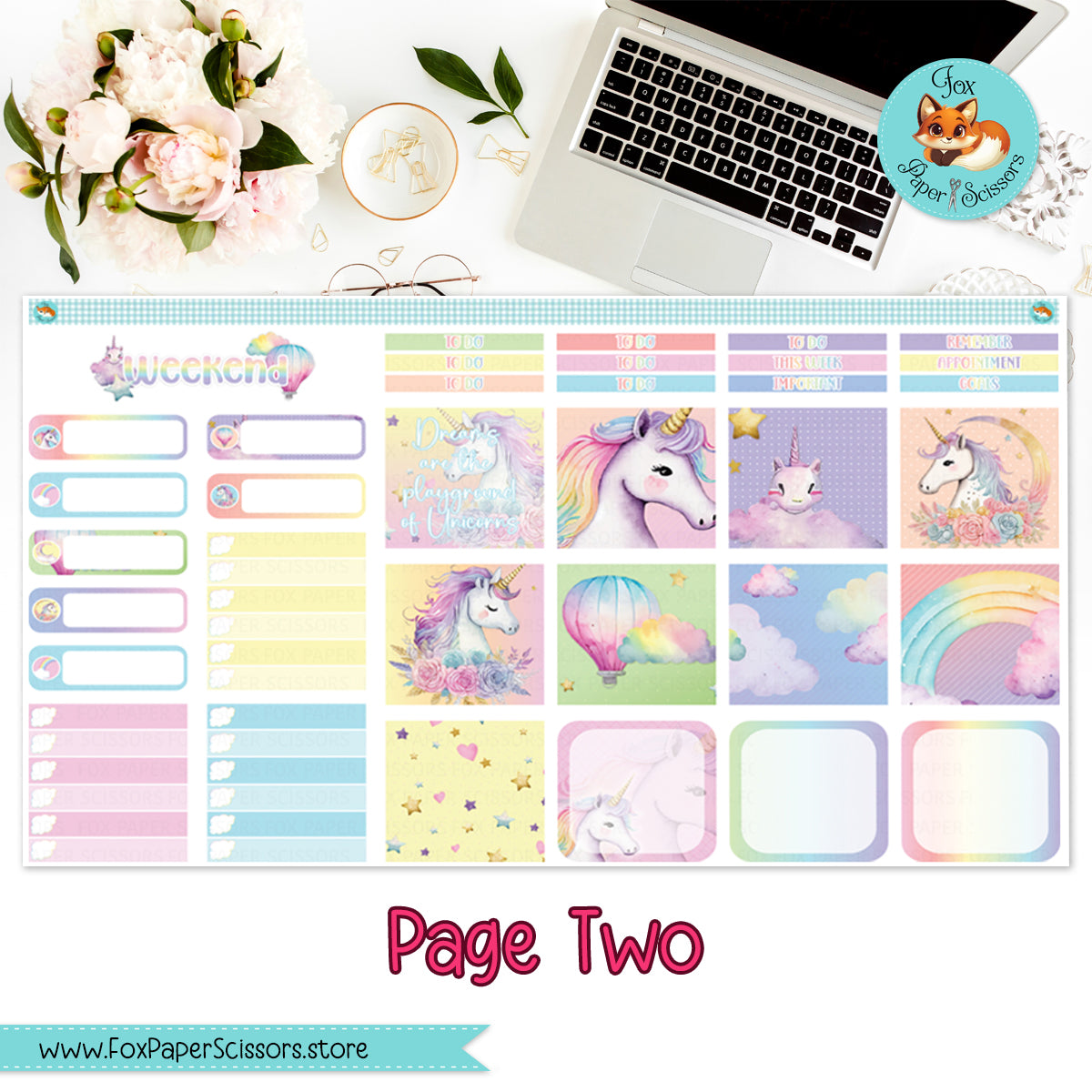 Unicorn Dreams | Hobonichi Cousin Weekly Planner Sticker Kit