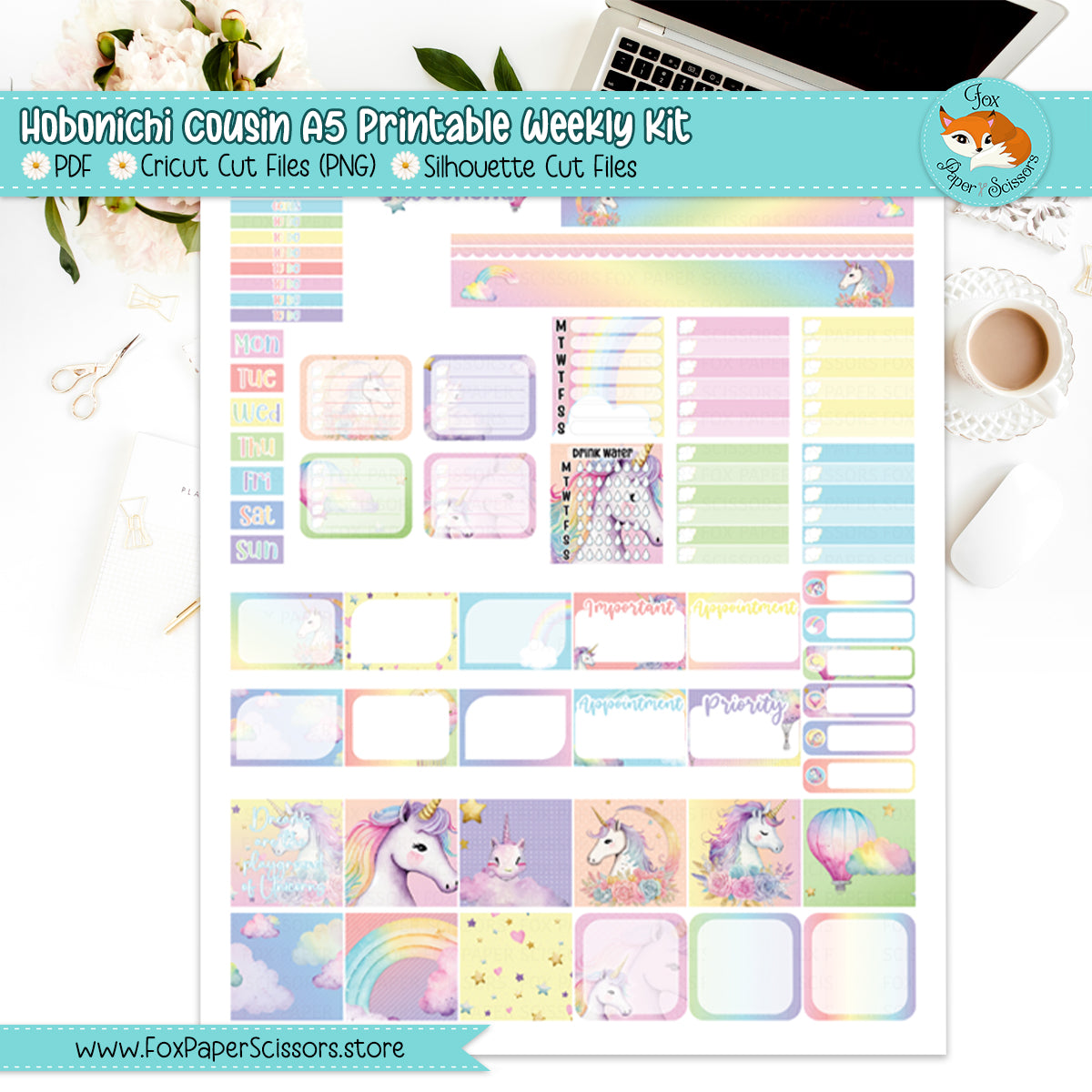 Unicorn Dreams | Hobonichi Printable Weekly Kit