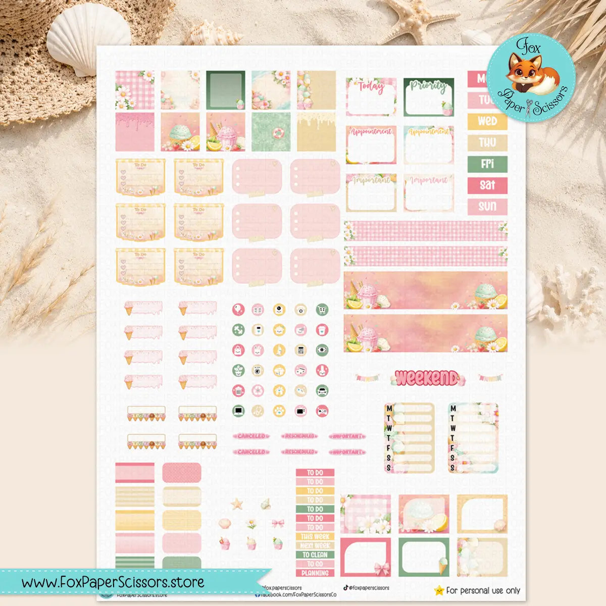 Summer Gelato | Hobonichi Weeks Printable Weekly Kit
