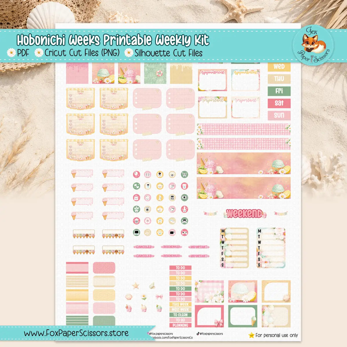 Summer Gelato | Hobonichi Weeks Printable Weekly Kit