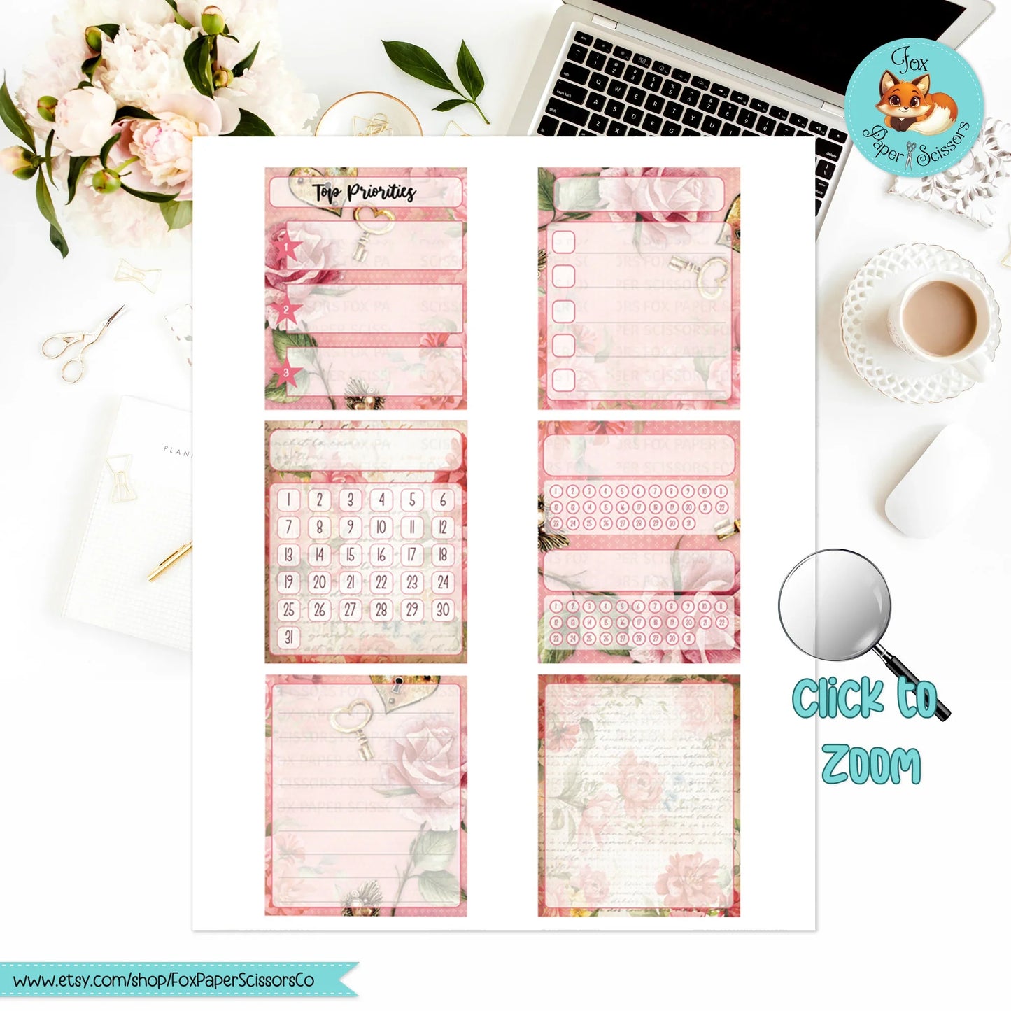Vintage Valentine | Hobonichi Printable Monthly Dashboard