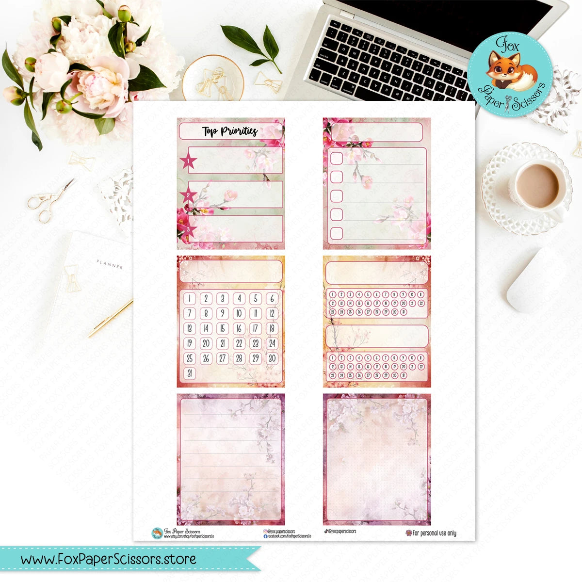 Sakura Garden | Hobonichi Cousin Printable Monthly Dashboard