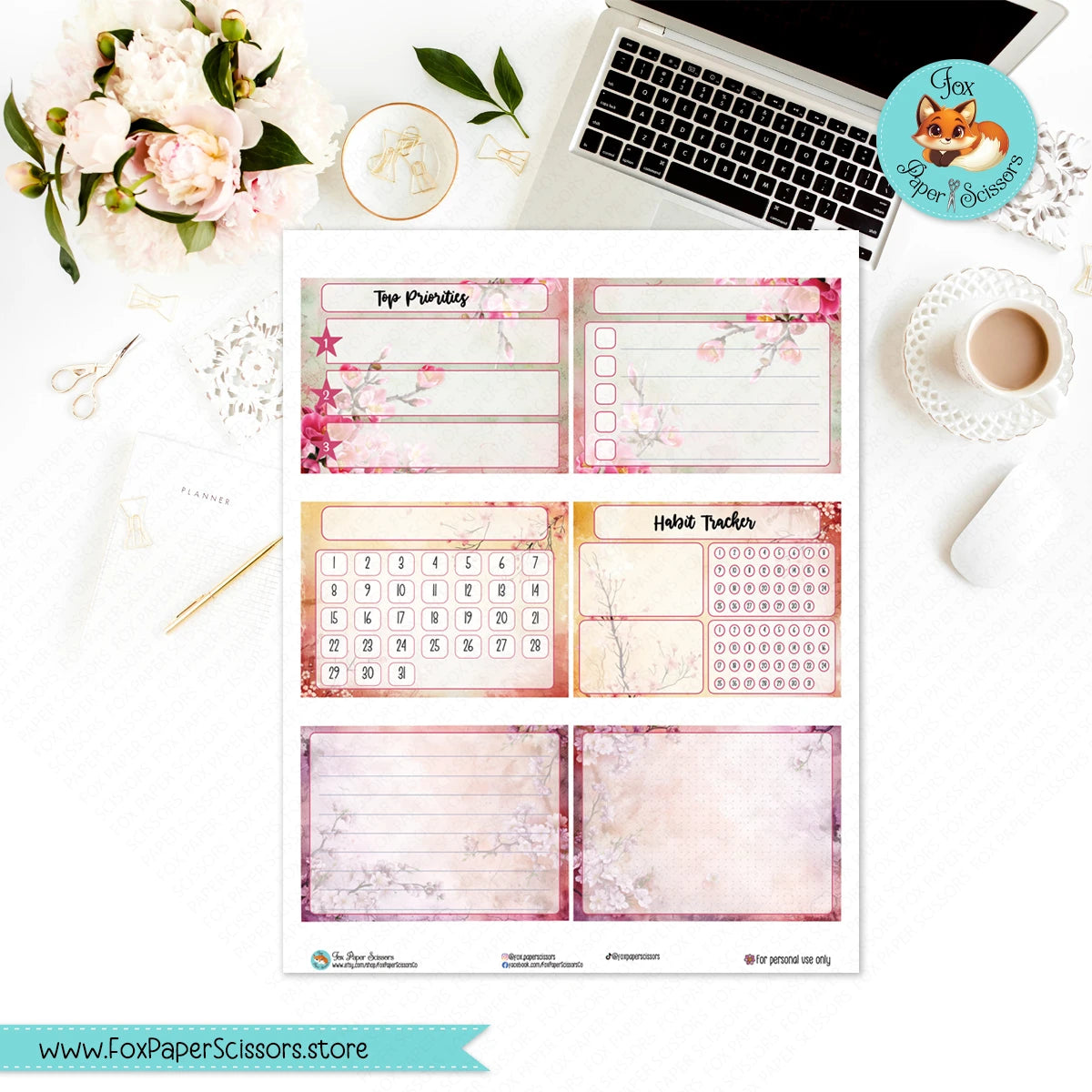 Sakura Garden | Happy Planner Printable Monthly Dashboard