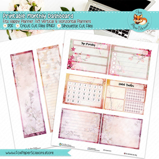 Sakura Garden | Happy Planner Printable Monthly Dashboard