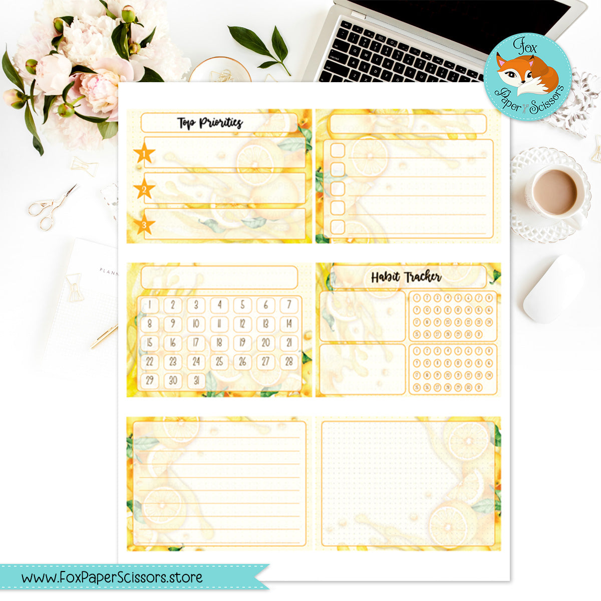 Lemonade | HP Printable Monthly Dashboard