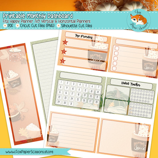 Pumpkin Spice | HP Printable Monthly Dashboard