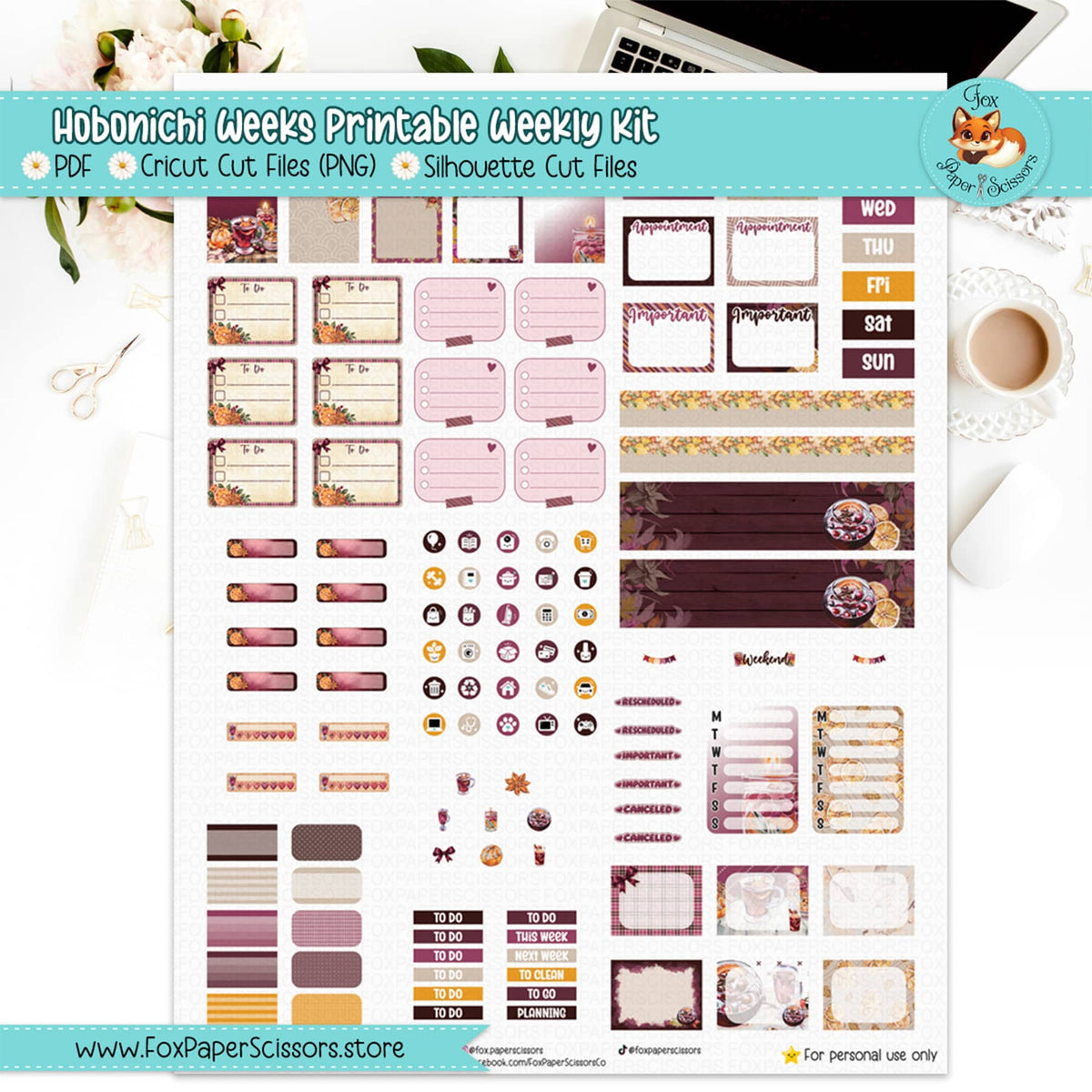 Mulled Wine | Hobonichi Weeks Printable Weekly Kit