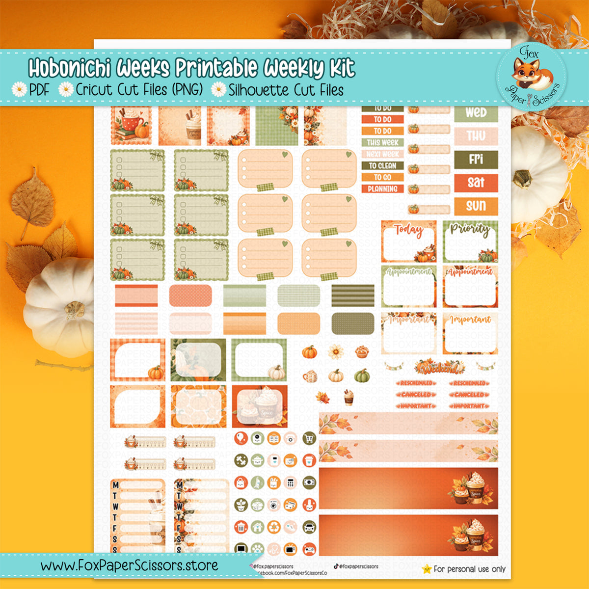 Pumpkin Spice | Hobonichi Weeks Printable Weekly Kit