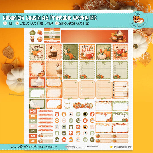 Pumpkin Spice | Hobonichi Cousin Printable Weekly Kit