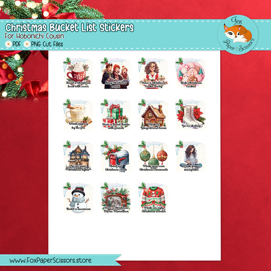 Christmas Bucket List Stickers | Printable Hobonichi Cousin Printable Stickers