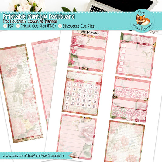 Vintage Valentine | Hobonichi Printable Monthly Dashboard