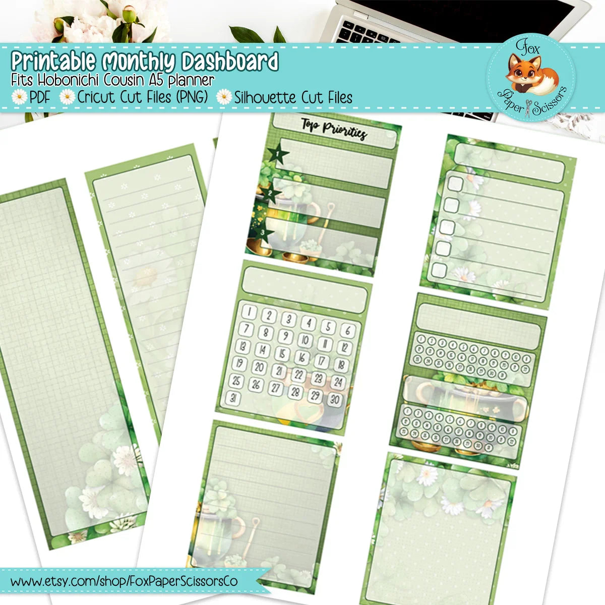 St. Patrick's Day | Hobonichi Printable Monthly Dashboard