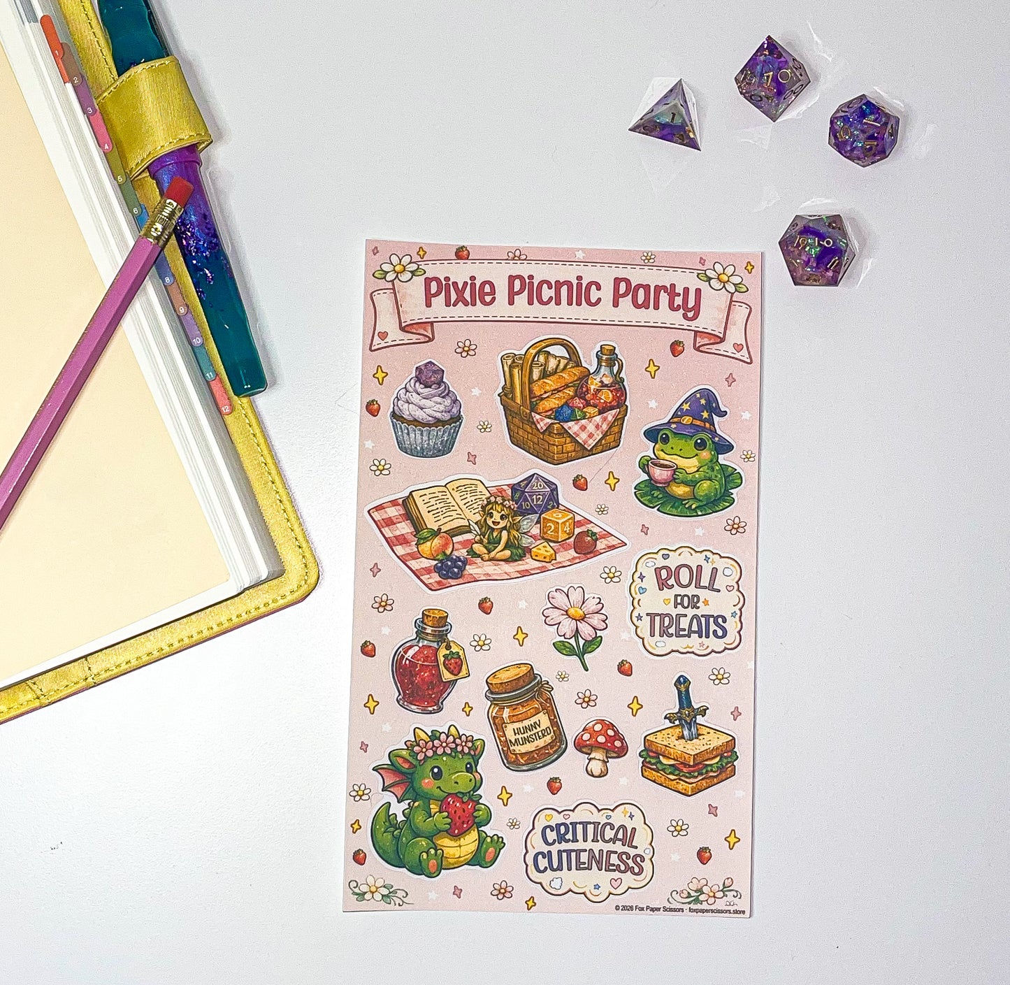 Pixie Picnic Party D&D Sticker Sheet