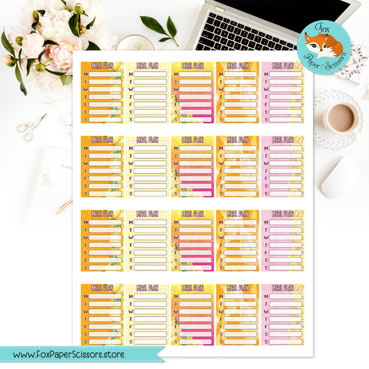 Lemonade | Printable Meal Planner Stickers 7x9 VL