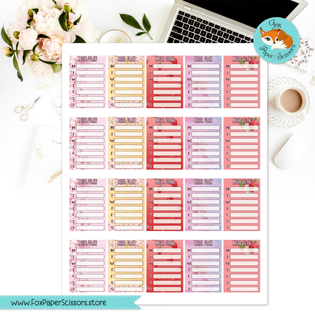 Spring | Printable Meal Planner Stickers 7x9 VL