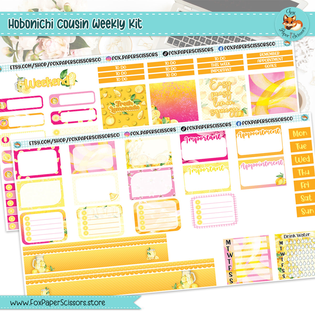 Lemonade | Hobonichi Cousin Weekly Planner Sticker Kit