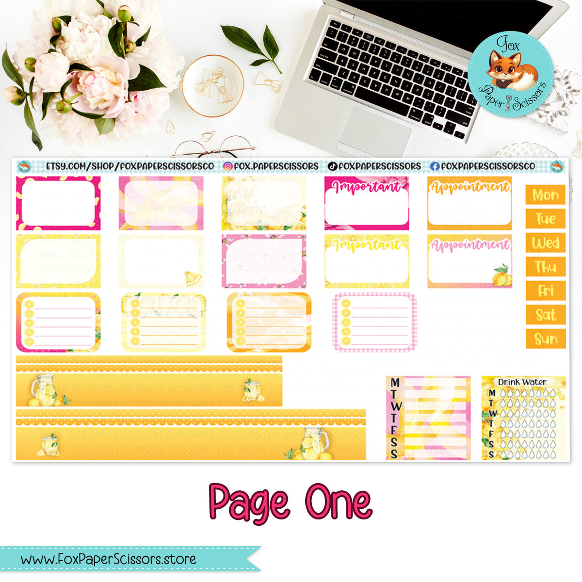 Lemonade | Hobonichi Cousin Weekly Planner Sticker Kit