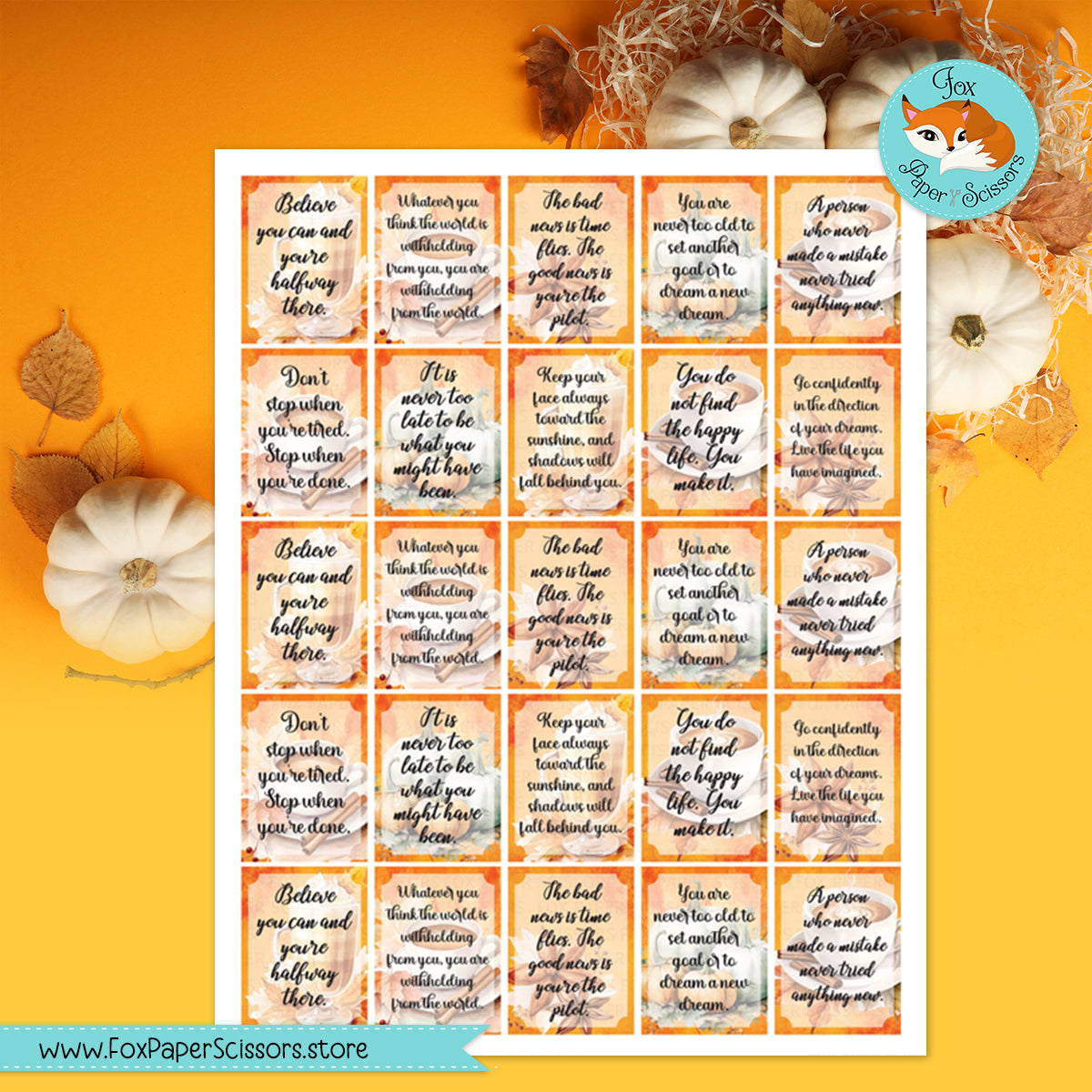 Pumpkin Spice | Printable Motivational Planner Stickers