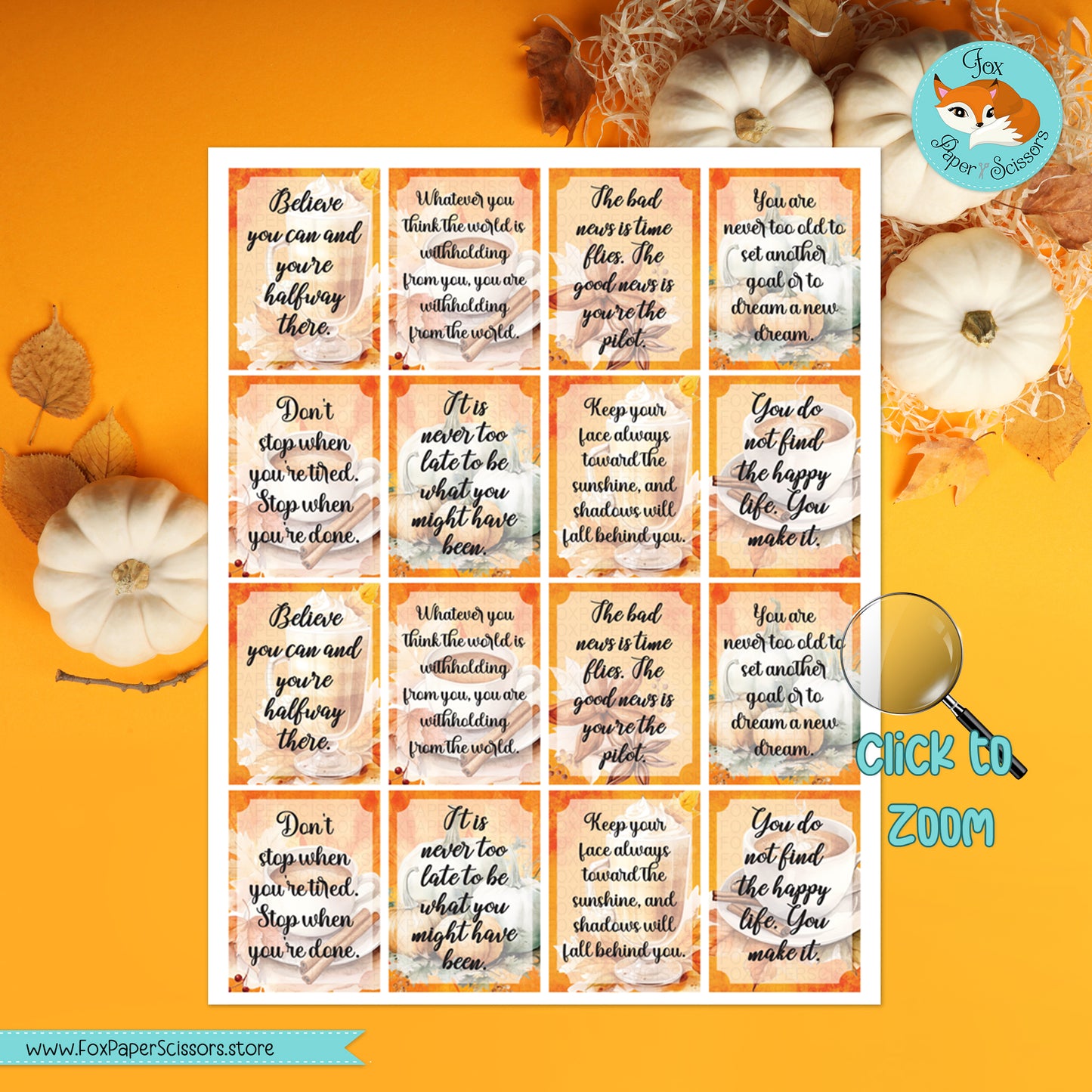 Pumpkin Spice | Printable Motivational Planner Stickers