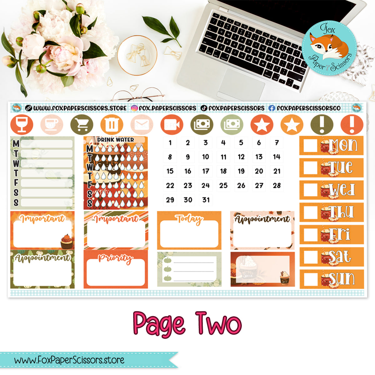 Pumpkin Spice | Weekly Planner Sticker Kit 7x9 VL