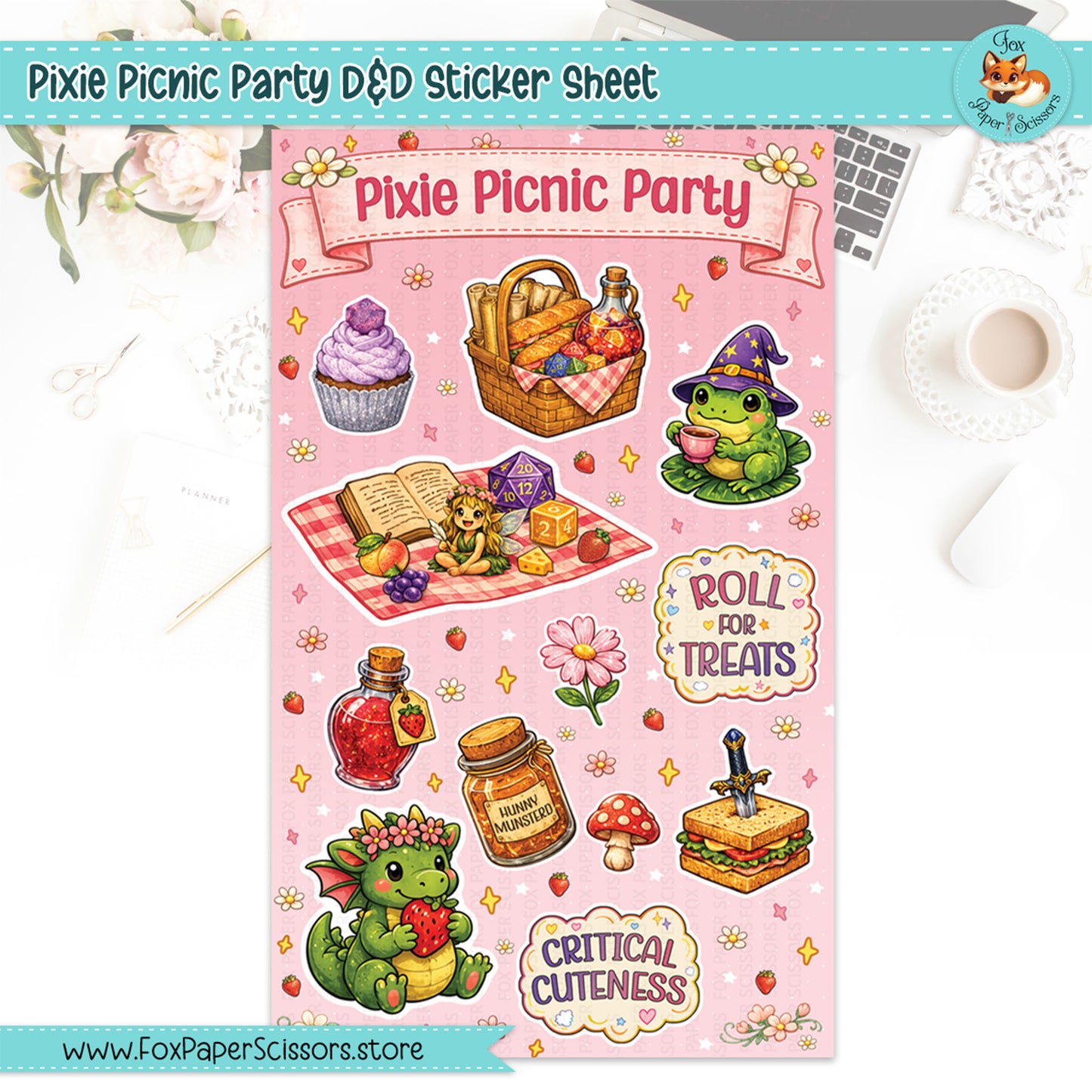 Pixie Picnic Party D&D Sticker Sheet