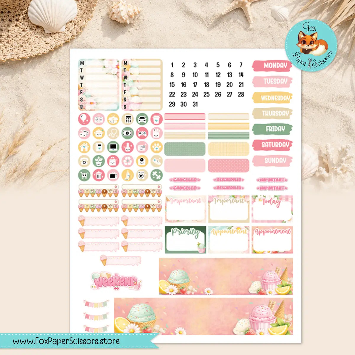 Summer Gelato | Printable Weekly Kit 7x9 VL