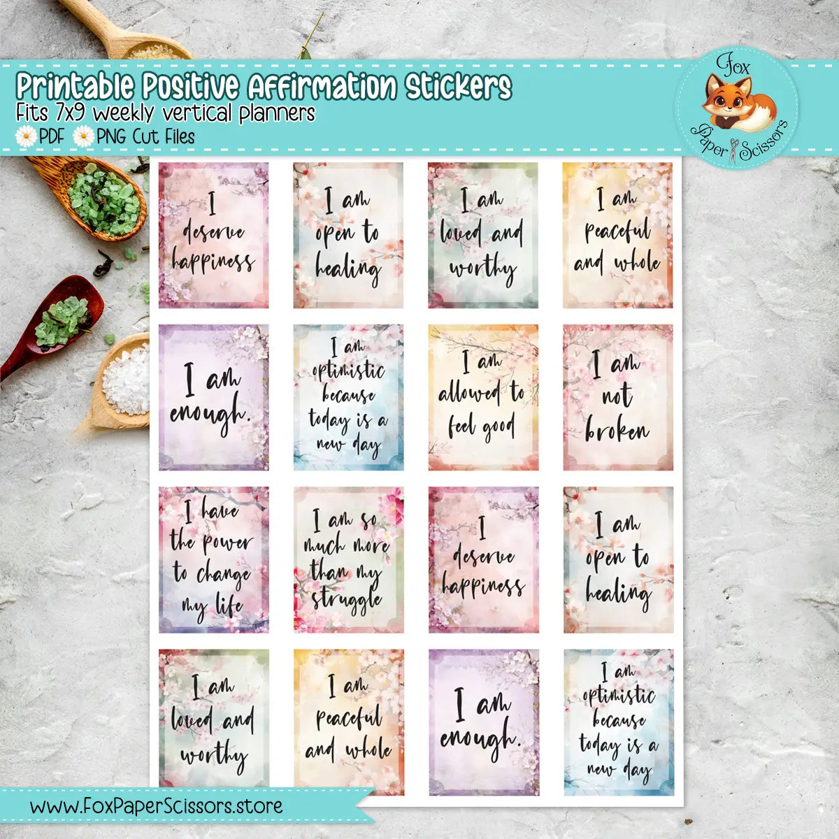 Cherry Blossom/Sakura | Printable Positive Affirmation Stickers