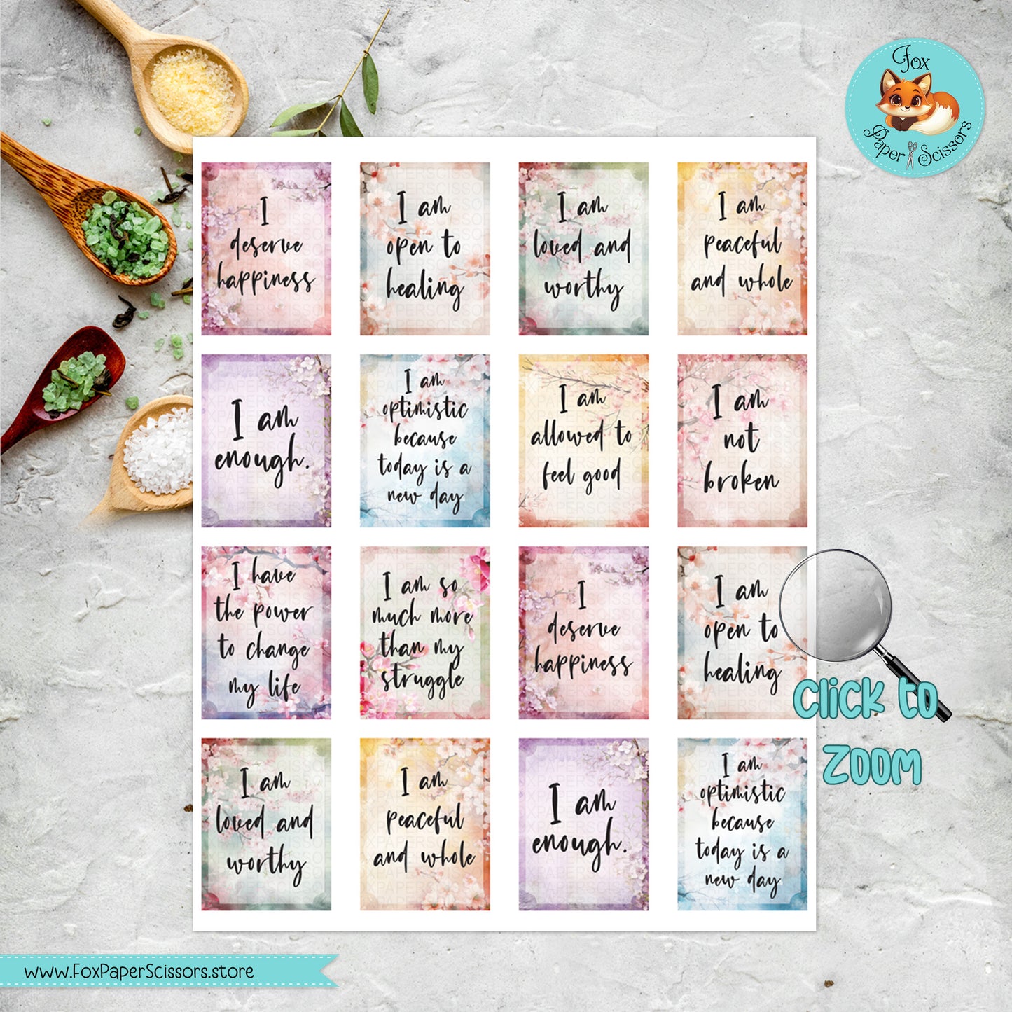 Cherry Blossom/Sakura | Printable Positive Affirmation Stickers