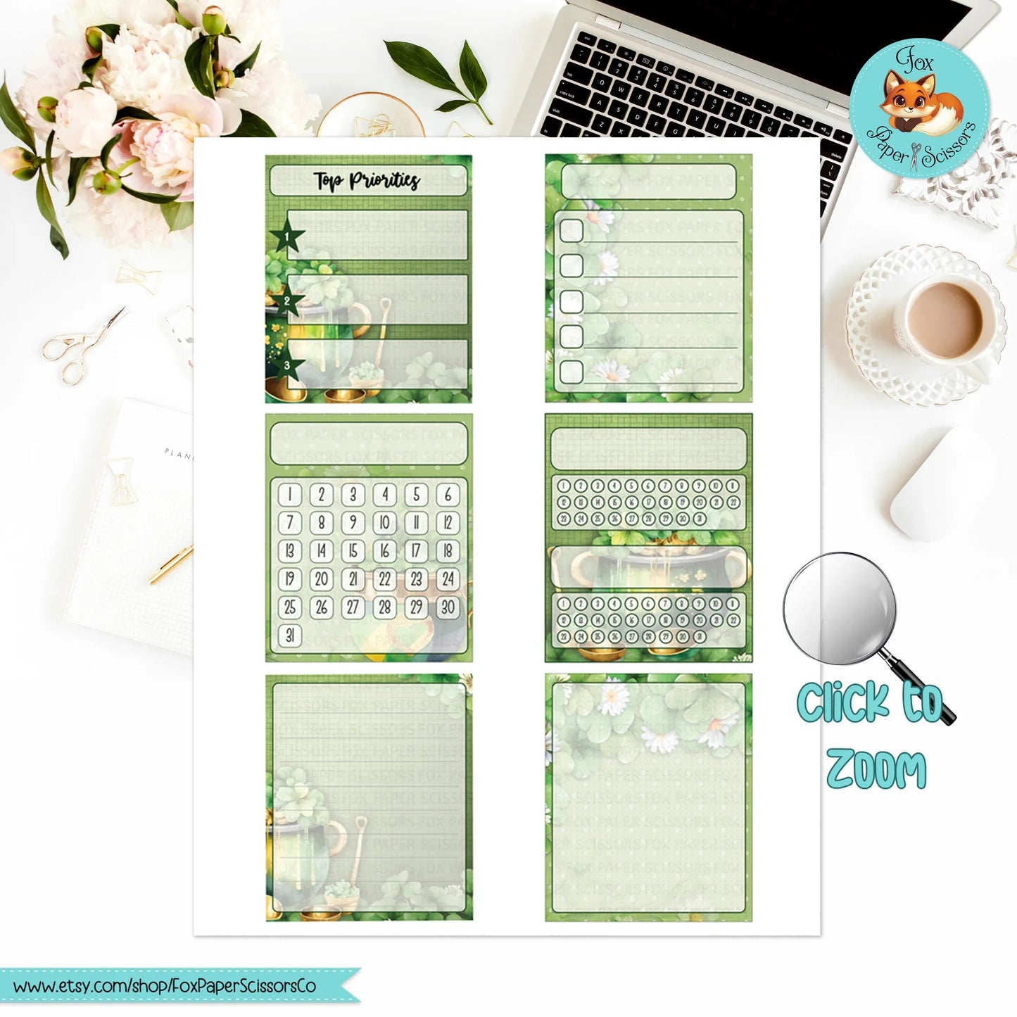 St. Patrick's Day | Hobonichi Printable Monthly Dashboard