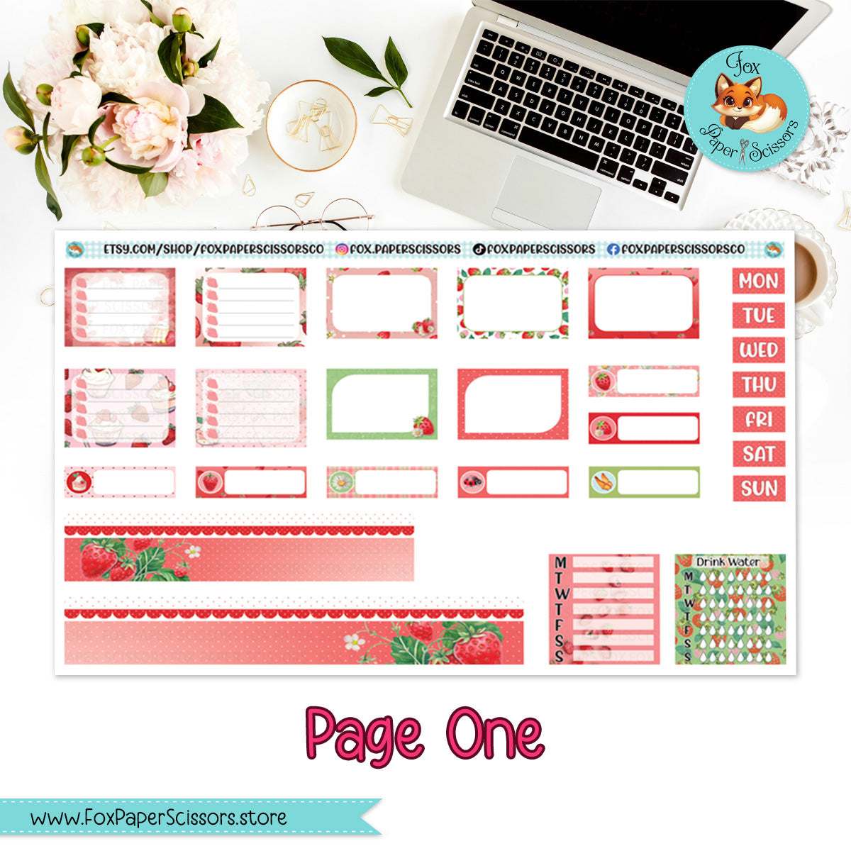 Strawberry | Hobonichi Cousin Weekly Planner Sticker Kit