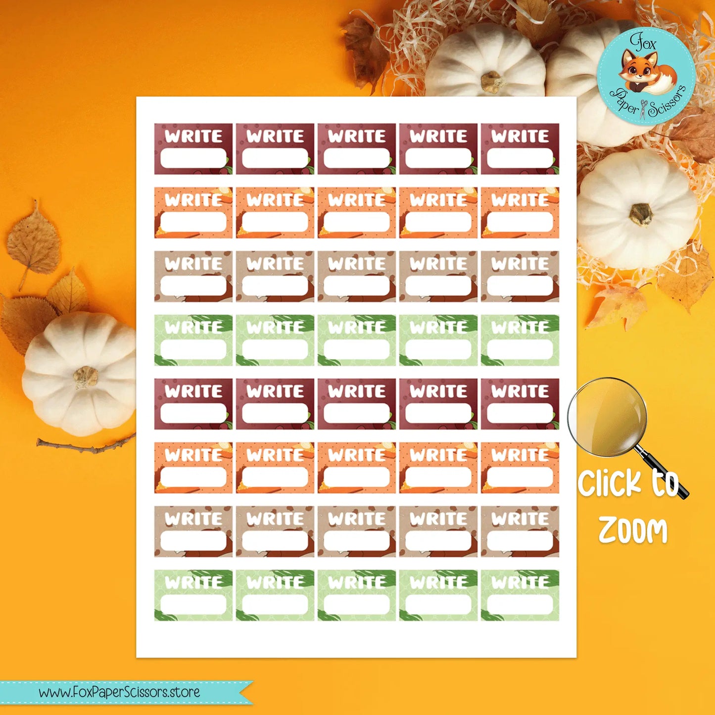 Thanksgiving Foods | Printable Writer Task Stickers
